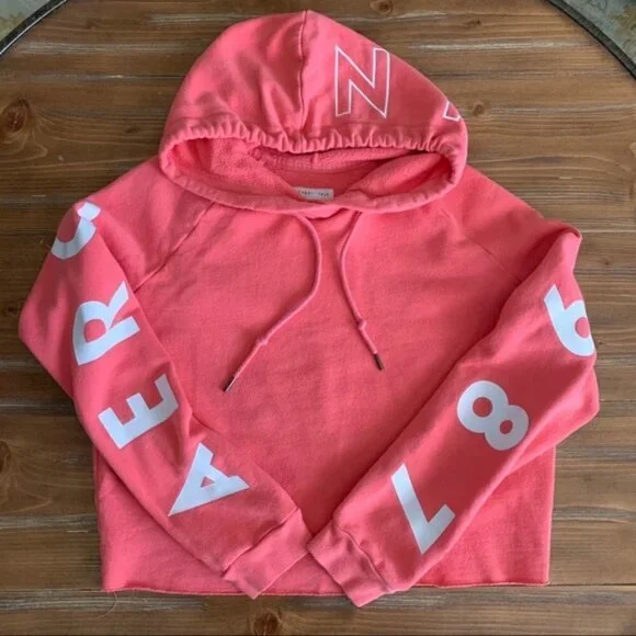 aeropostale Cropped Pink Hoodie Sweatshirt. M - Picture 2 of 6